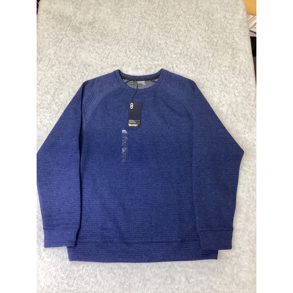 VRST Mens Recharge Crew Sweatshirt Dark Navy Blue Textured Knit Size S NWT